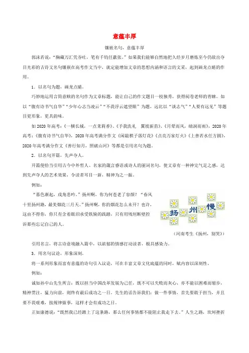 2020年高考语文 高分作文赏析及名师点评08 意蕴丰厚