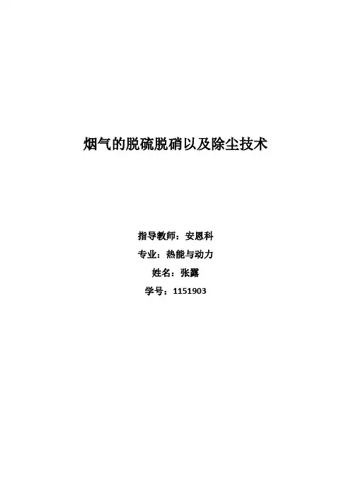 烟气的脱硫脱硝以及除尘技术