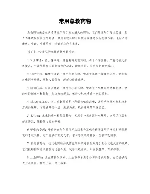 常用急救药物