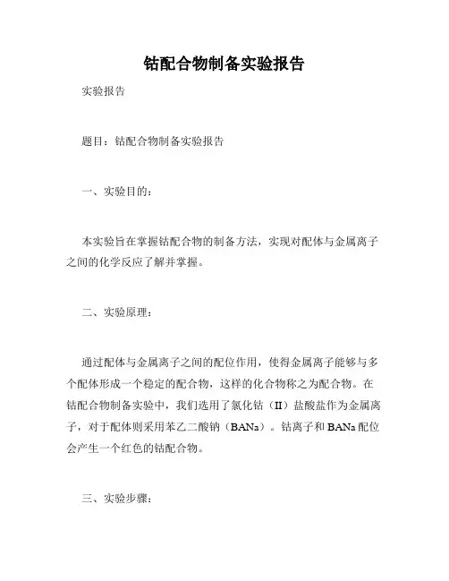 钴配合物制备实验报告