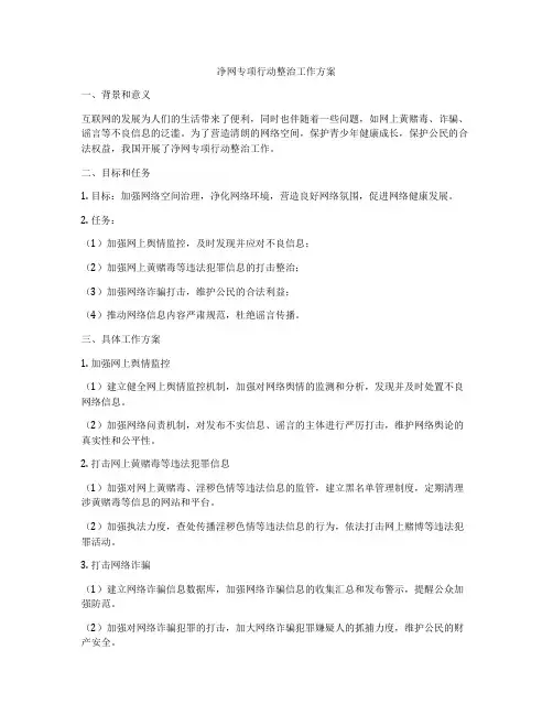 净网专项行动整治工作方案