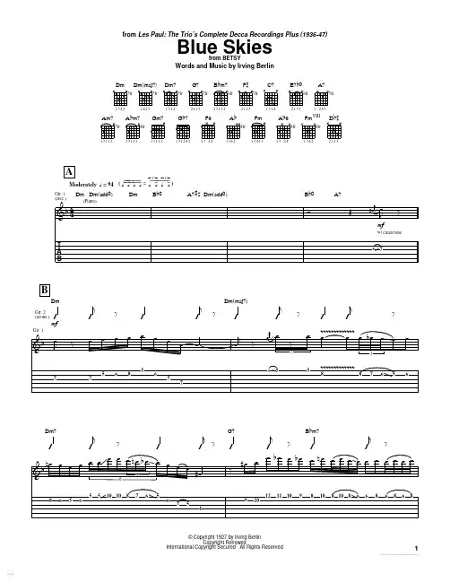 LesPaul-JazzGuitar（Tablature）吉他乐谱