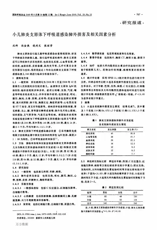 小儿肺炎支原体下呼吸道感染肺外损害及相关因素分析