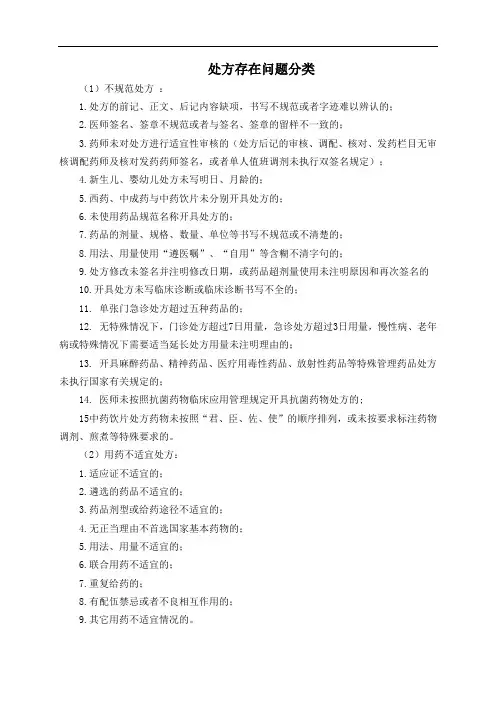 处方存在问题分类