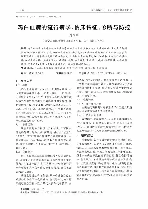 鸡白血病的流行病学、临床特征、诊断与防控