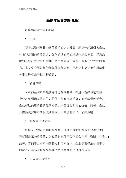 新媒体运营方案(最新)