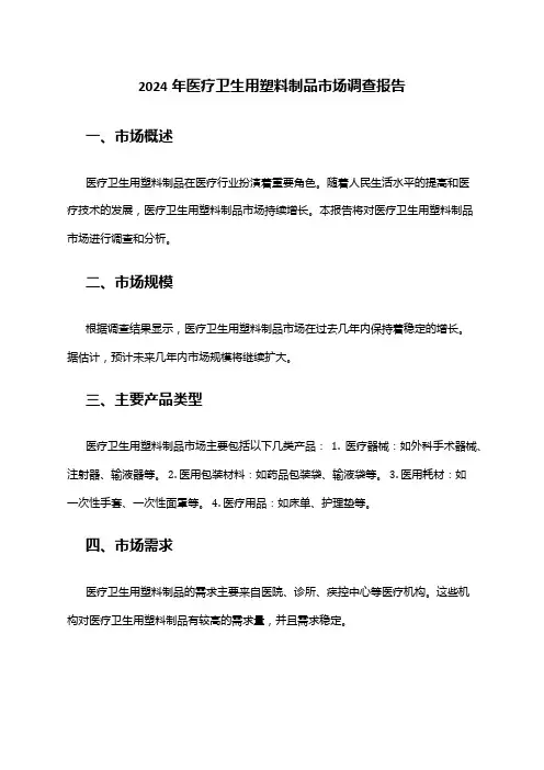 2024年医疗卫生用塑料制品市场调查报告