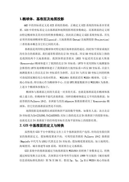 北京54西安80与WGS84坐标相互转换设置ENVI参数