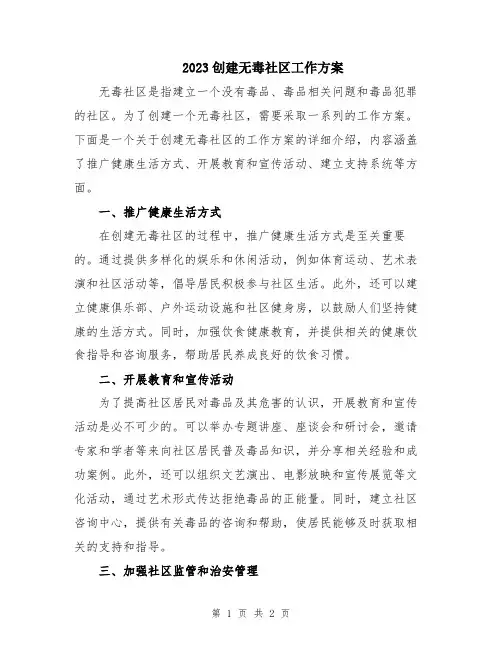 2023创建无毒社区工作方案