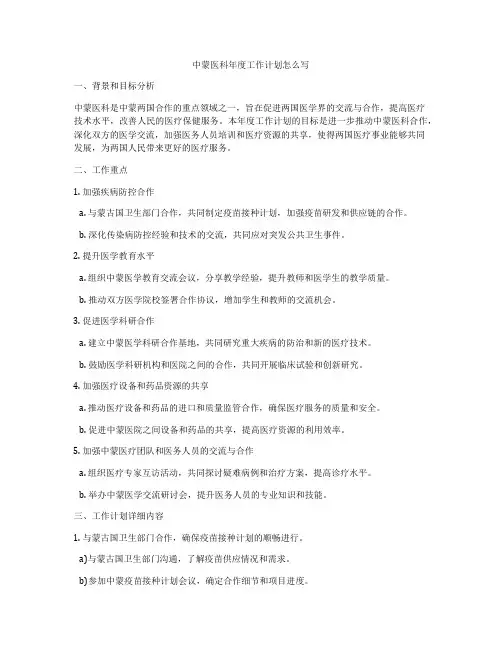 中蒙医科年度工作计划怎么写