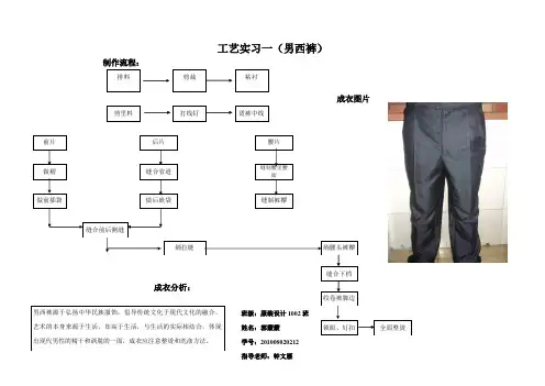 工艺实习一(男西裤)郭蒙蒙