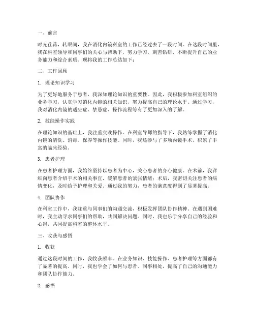 消化内镜个人工作总结