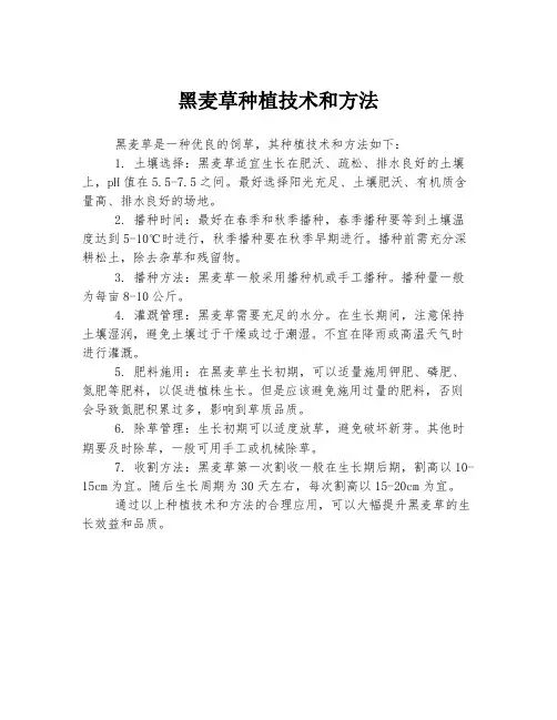 黑麦草种植技术和方法