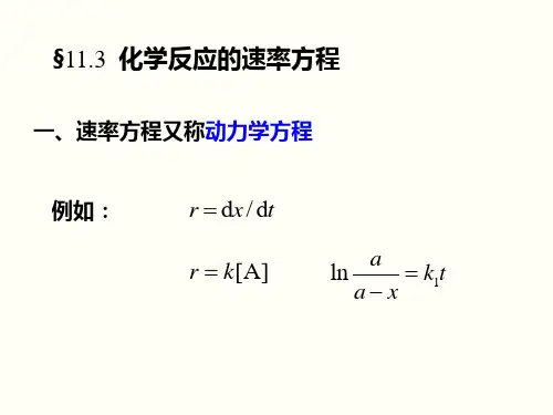 化学反应的速率方程