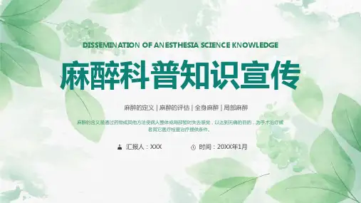 麻醉科普知识宣传麻醉的分类和分级PPT模板