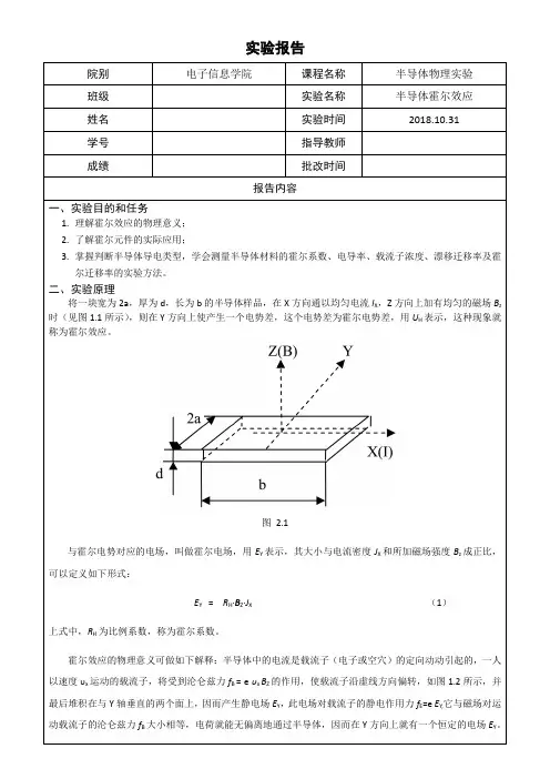 半导体物理实验——半导体霍尔效应