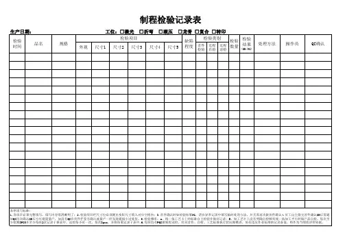 制程检验记录表
