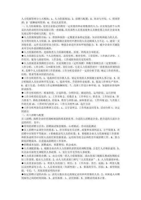 人力资源的六大板块