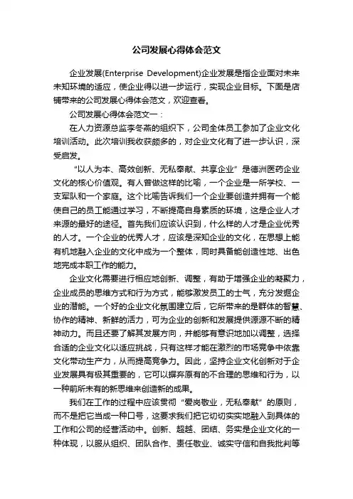 公司发展心得体会范文