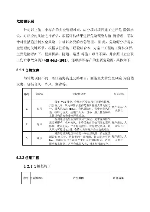 桥梁工程危险源识别及措施