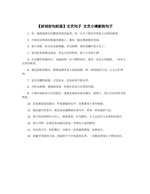 【好词好句好段】文艺句子 文艺小清新的句子