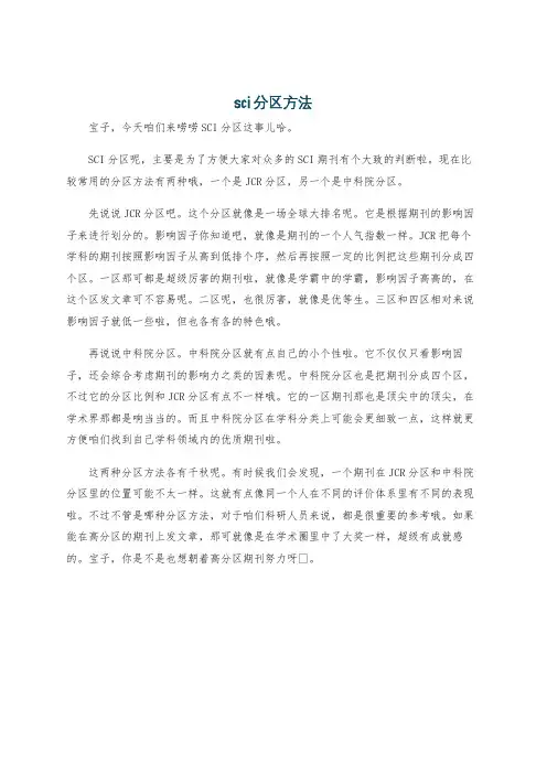 sci分区方法