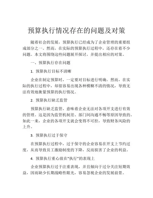 预算执行情况存在的问题及对策