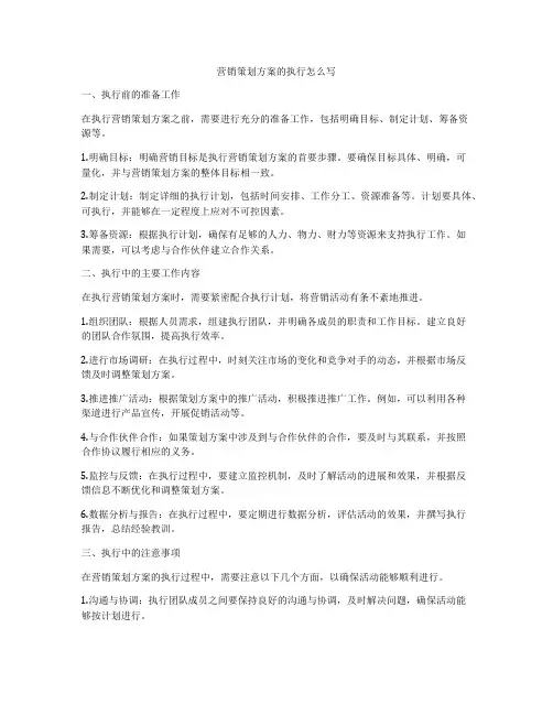 营销策划方案的执行怎么写
