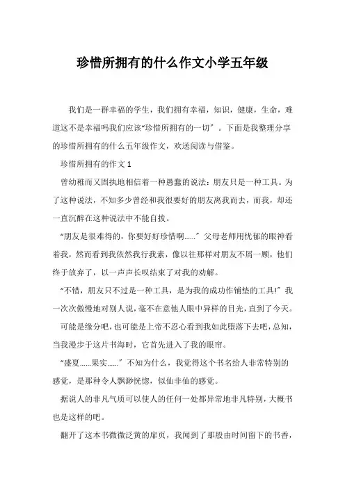 (小学五年级作文)珍惜所拥有的什么作文小学五年级