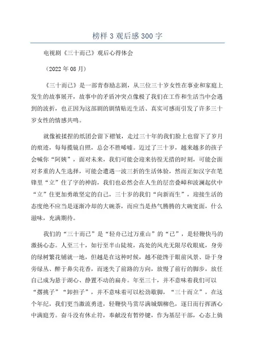 榜样3观后感300字