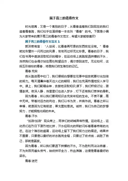 属于高三的青春作文