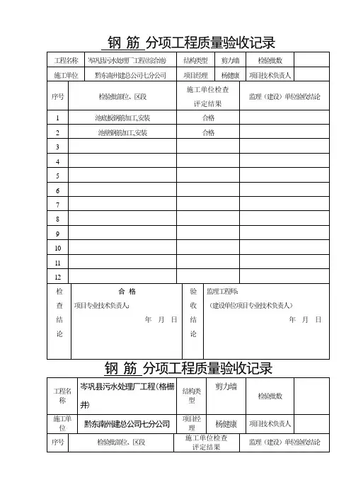 #分项工程质量验收记录(钢筋)