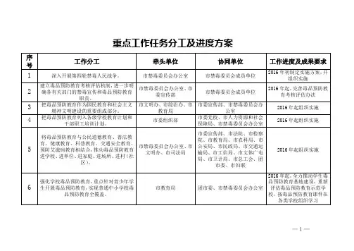 重点工作任务分工及进度方案