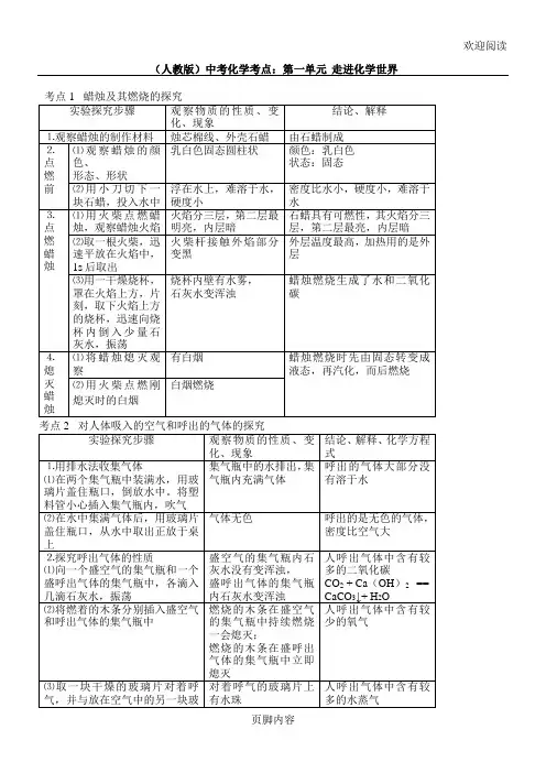 重点初中化学知识点总结归纳(人教版)