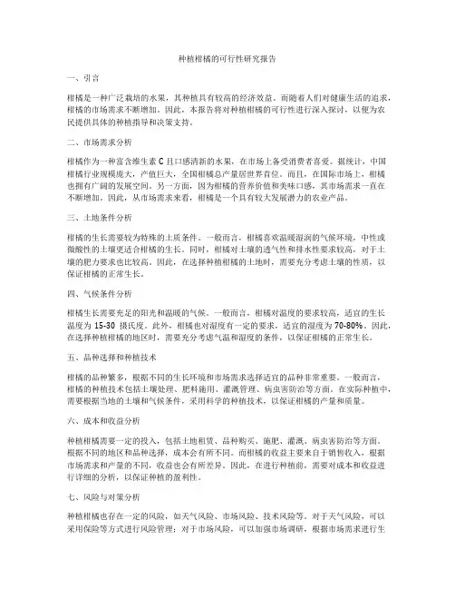 种植柑橘的可行性研究报告