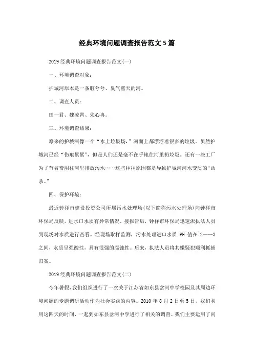 经典环境问题调查报告范文5篇