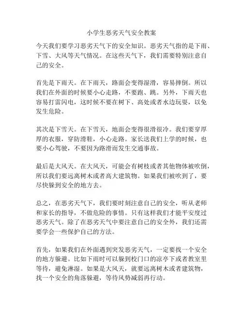 小学生恶劣天气安全教案