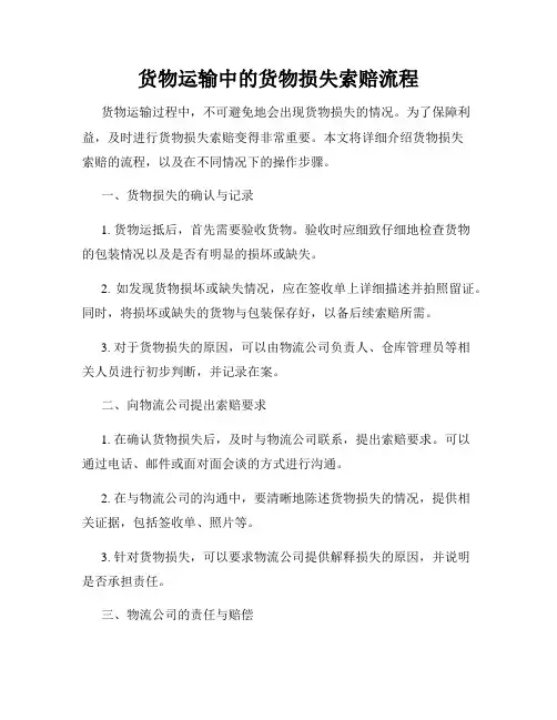 货物运输中的货物损失索赔流程
