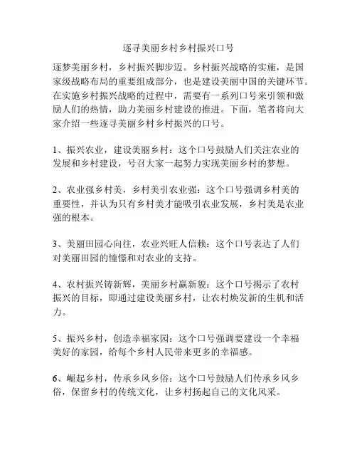 逐寻美丽乡村乡村振兴口号