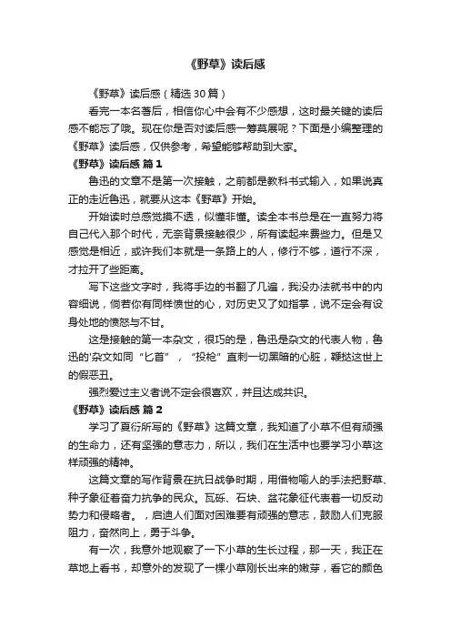 《野草》读后感