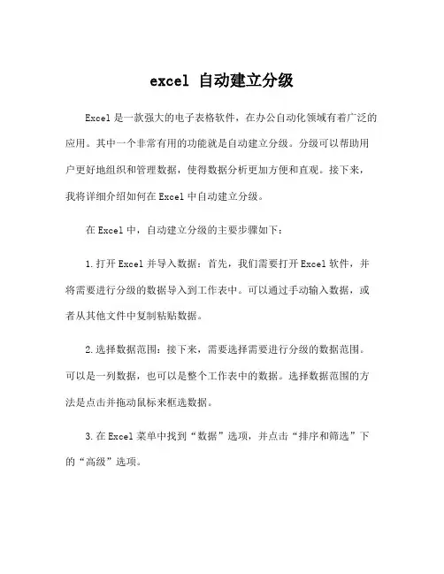 excel 自动建立分级