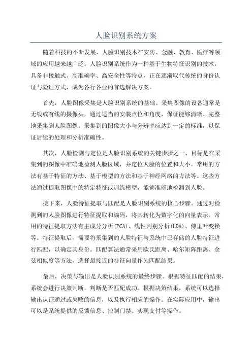 人脸识别系统方案