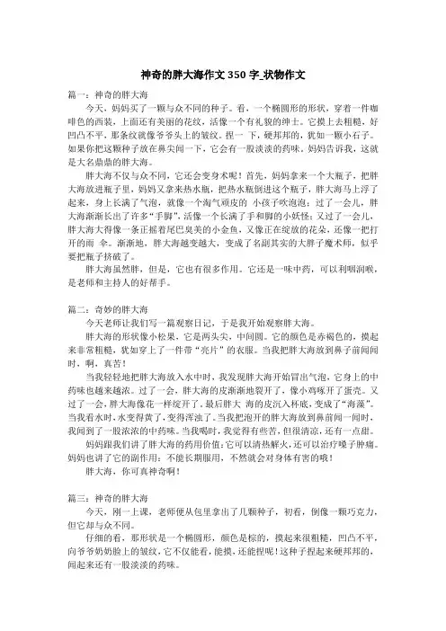 神奇的胖大海作文350字_状物作文_1