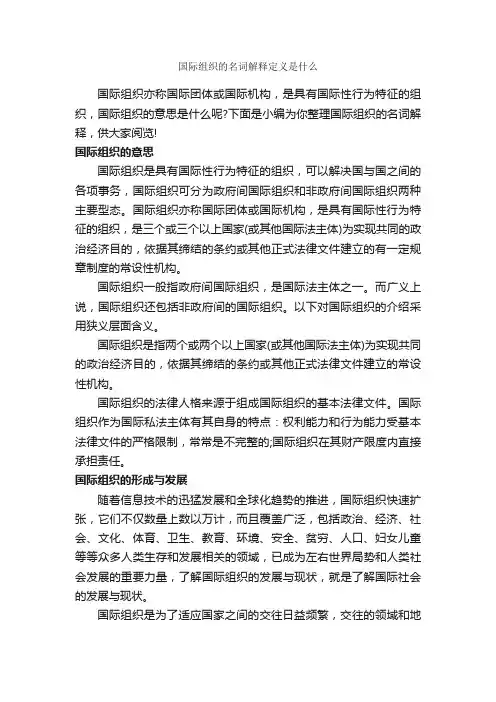 国际组织的名词解释定义是什么