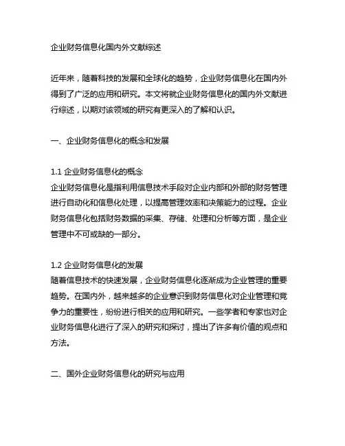 企业财务信息化国内外文献综述范文