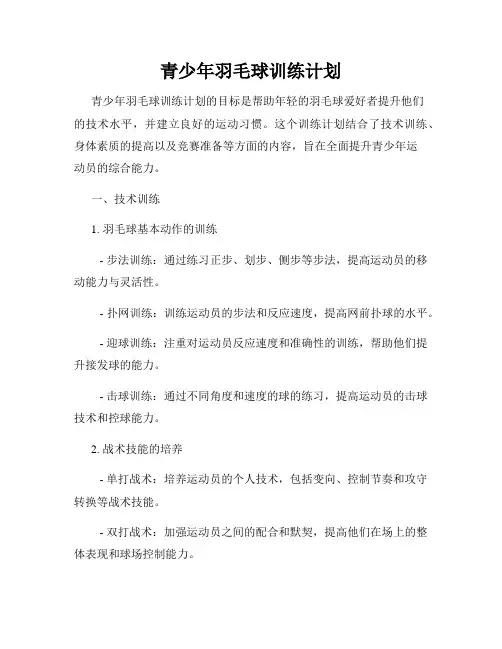 青少年羽毛球训练计划