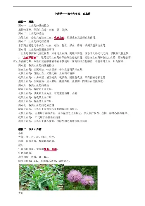 中药学—止血药考点总结