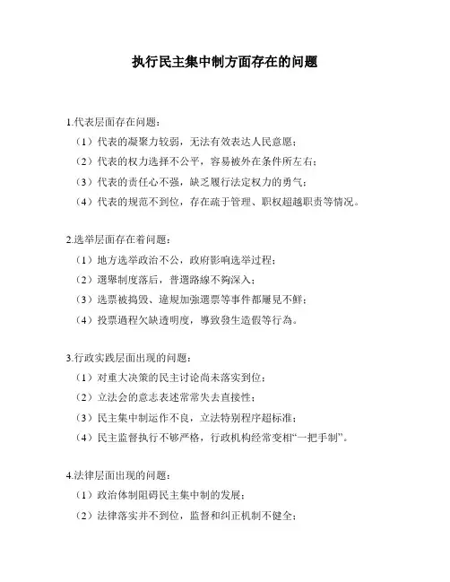 执行民主集中制方面存在的问题