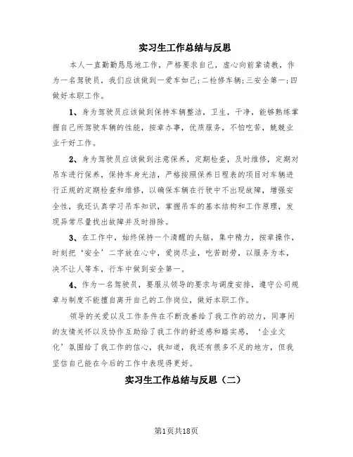 实习生工作总结与反思(10篇)