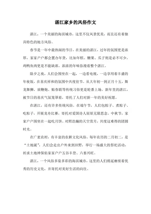 湛江家乡的风俗作文